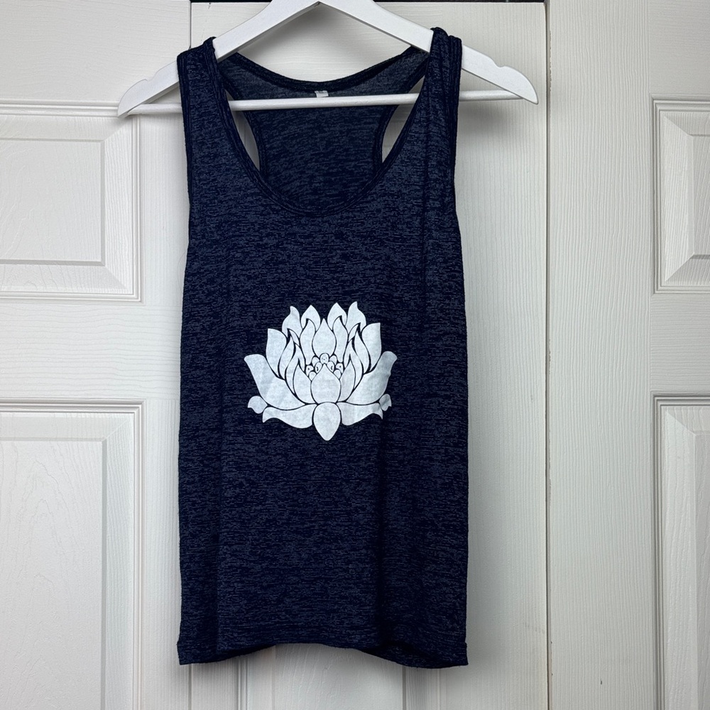 Navy Blue Lotus Tank Top